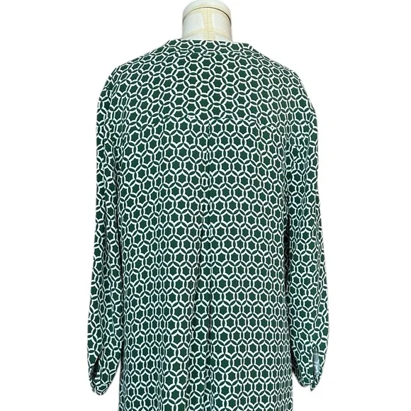 BODEN Tall Caftan Dress Green & White Geometric Patterned Tunic Dress Size 12L - Picture 5 of 10